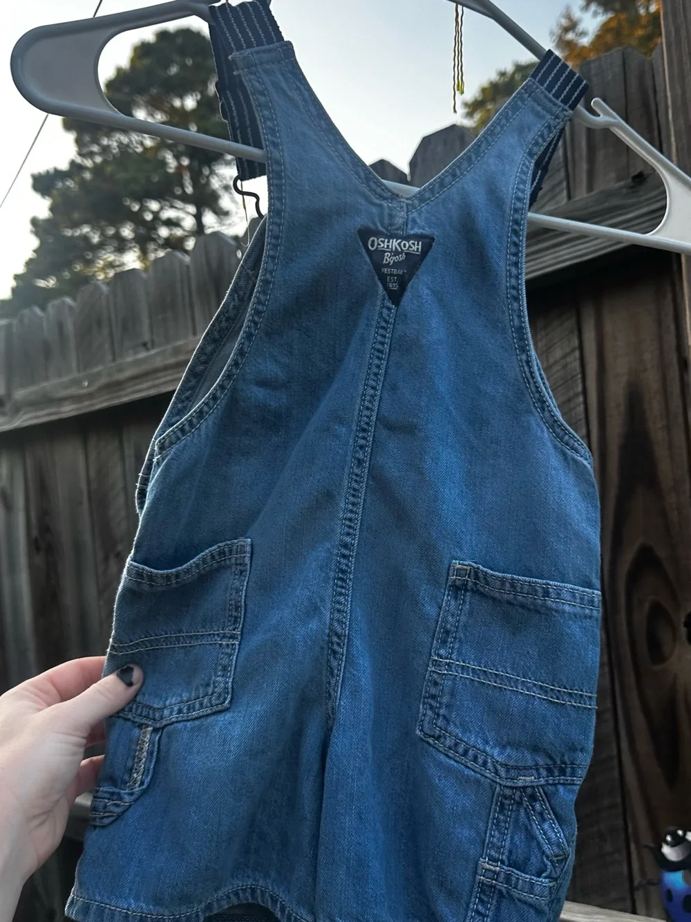 OshKosh B'gosh Denim Short Overalls with Striped Straps